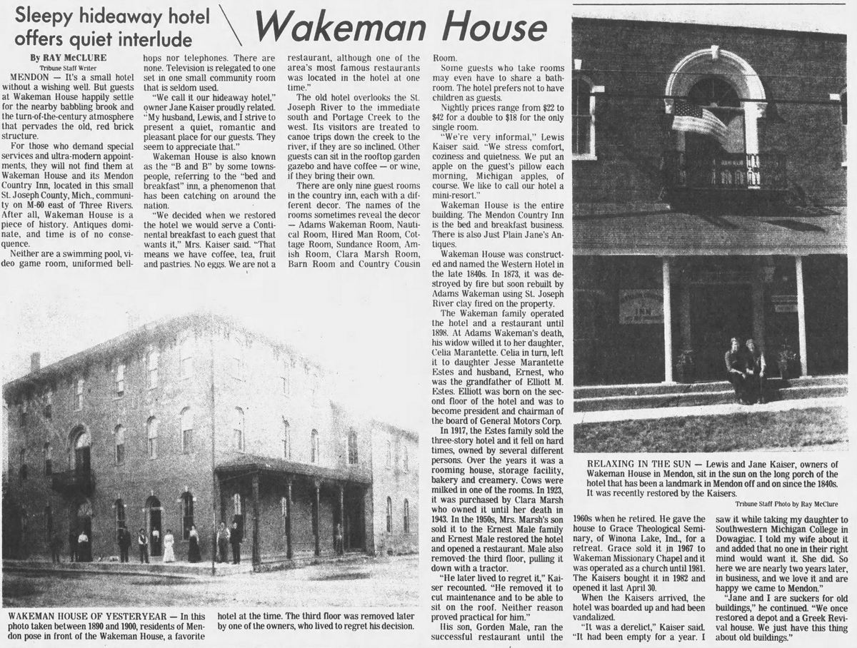 Wakeman House - Sept 11 1983 Article